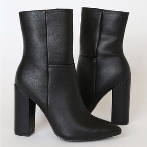 Lulus | Dawson Pointed Toe Black Pebbled Boots